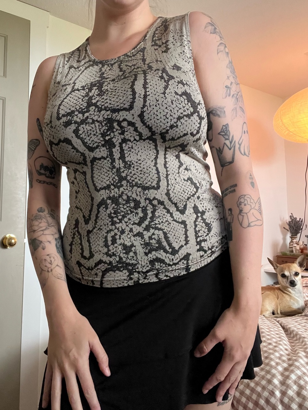 Vintage Snakeskin Stretchy Silk-Blend Tank